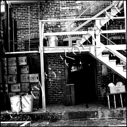 Back Door, black and white photograph